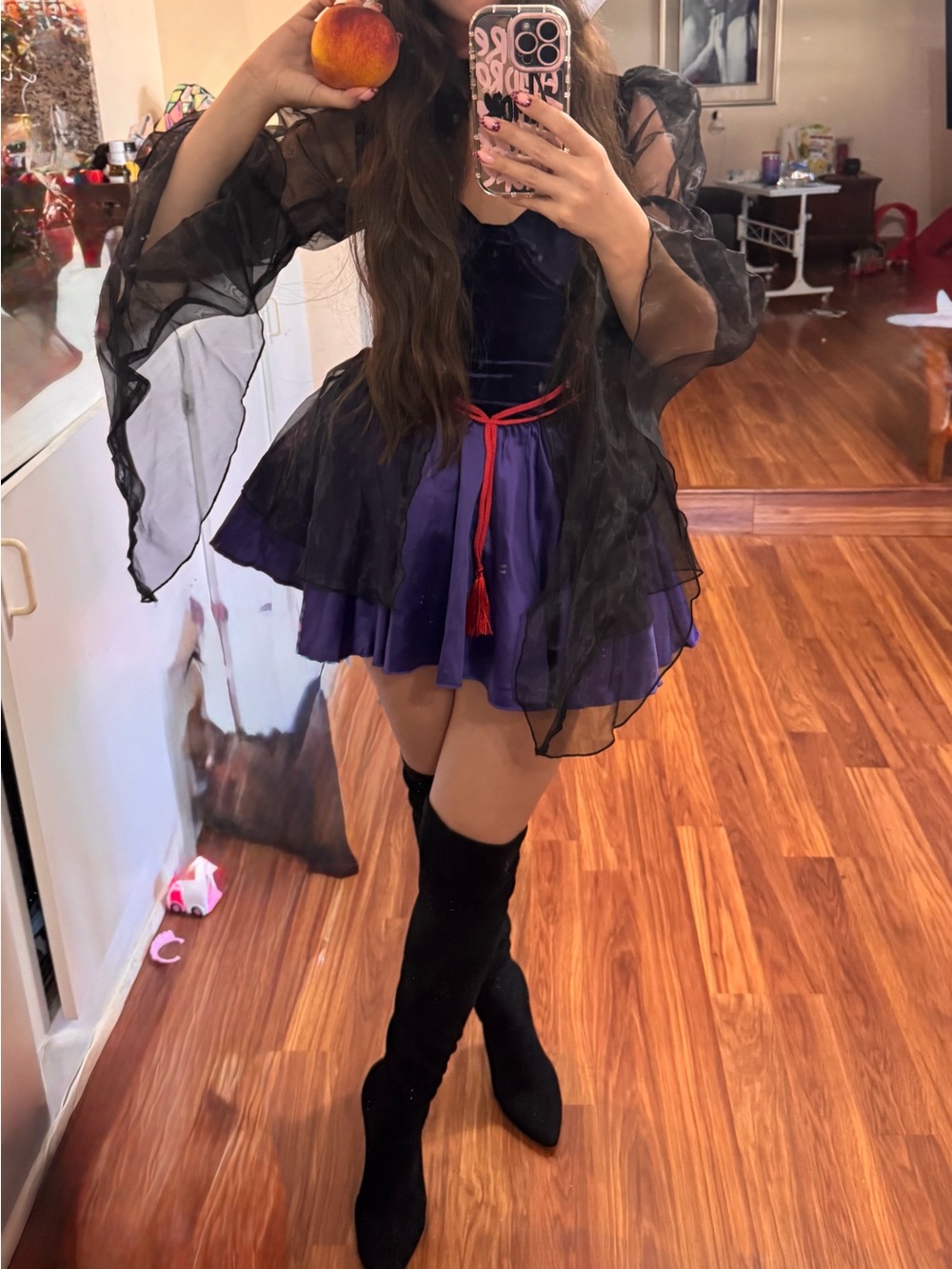 Halloween Dolls Kill Purple Velvet one bad apple costume dress